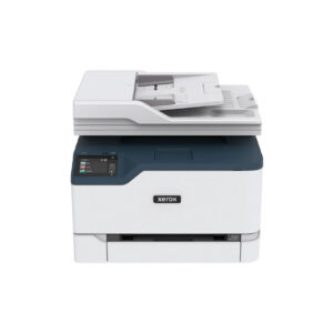Hlavný pohľad na farebnú multifunkčnú A4 laserovú tlačiareň Xerox C235 DNI, zobrazujúci jej kompaktný dizajn a moderné funkcie.